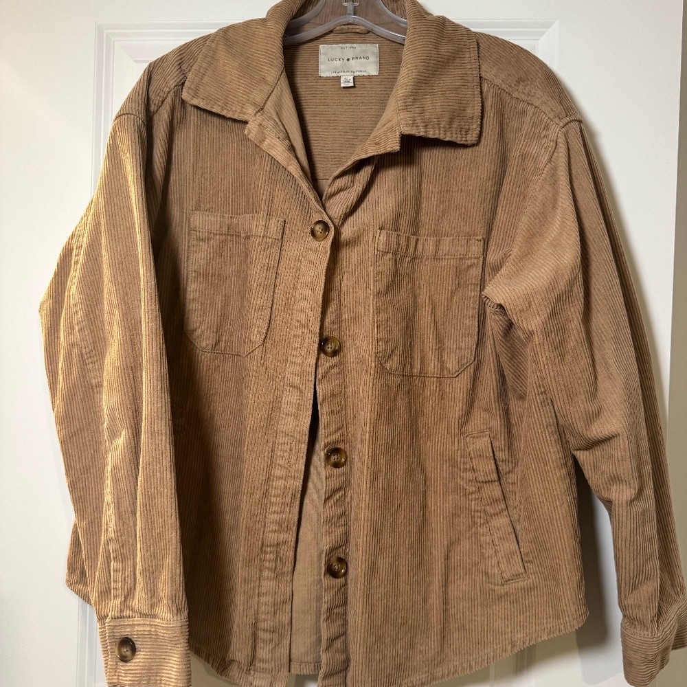 Lucky Brand Corduroy Button Front Jacket Size S/P Tan